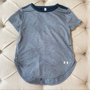 Under Armour Gray Short Sleeve Athletic Top w/ Black Mesh Back
